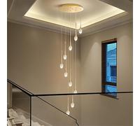 Lampadario a Sospensione per Scale con luci a Goccia di Cristallo e Telecomando dimmerabile, lampadario a Sospensione Lungo Regolabile in Altezza per,Weblabs aggiuntivo:(PAXCHECKOUTBUYNOWUFO