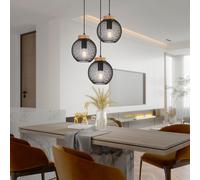 Lampadario A Sospensione Per Soggiorno 3 Fiamme Gabbia Nera H 120 Cm [EEK: Non valutato]