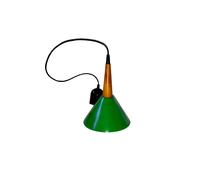 Lampadario a sospensione piccola moderna vintage vetro verde legno noce 1 luce
