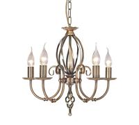 Lampadario a Sospensione Plafoniera Acciaio Ottone D 47 CM 5 Fiamma [EEK: Inaditato]