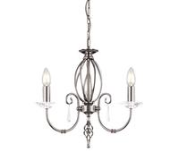 Lampadario a Sospensione Plafoniera Sala Pranzo Acciaio Nichel D 38 CM [EEK: Non valutato]