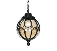 Lampadario a Sospensione retrò con Paralume, Impermeabile IP65, globulare per Esterni, da soffitto, con Vetro a Bolle e Catena Regolabile per Veranda, Patio, lampadario in Bronzo Rustico Realizzato