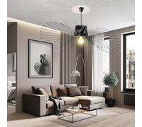 Lampadario a sospensione retrò Vertigo, in fibra di vetro + cappello in tessuto di fibra, design moderno, soggiorno, cucina, bagno, illuminazione decorativa, E27 (nero, 200 cm)