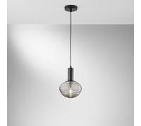 LAMPADARIO A SOSPENSIONE RIPPLE NERA 1 LUCE ATTACCO E27 18X18X150CM IN VETRO SOFFIATO OPALE