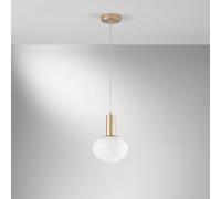LAMPADARIO A SOSPENSIONE RIPPLE ORO 1 LUCE ATTACCO E27 18X18X150CM IN VETRO SOFFIATO OPALE