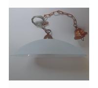 Lampadario a sospensione rustico paralume satinato 50 cm catena ruggine 1 LUCE