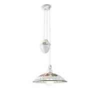 Lampadario a sospensione saliscendi in ceramica decorata 1 luce FL-238