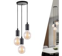 Lampadario a sospensione stile retrò industriale con 3 luci E27, luci da soffitto, corda da appendere Lampada Luce Pendente Ferro per soggiorno ristorante camera da letto sala da pranzo