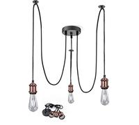 Lampadario a sospensione stile retrò industriale con 3 luci Edison regolabili, ragno al soffitto, luci da soffitto, corda da appendere per soggiorno, ristorante, caffè, E27, colore rosso