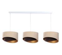 Lampadario A Sospensione Tessuto Bianco Beige Marrone Oro Velluto 3 Fiamme E27