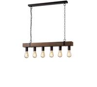 LAMPADARIO A SOSPENSIONE TEXAS LEGNO ANTICHIZZATO E METALLO MARRONE 6 LUCI ATTACCO E27 80X10X135CM
