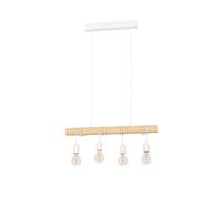 Lampadario A Sospensione Townshend Acciaio Legno 4 Luci E27 Ip20