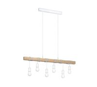 Lampadario A Sospensione Townshend Acciaio Legno 6 Luci E27 Ip20