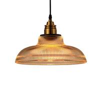 Lampadario a sospensione vetro trasparente per tavolo da pranzo vintage design classico luce pendente rotondo scale bar ufficio camera da letto cucina studio regolabile, Ø30cm, incl lampadina LED 4W