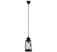 Lampadario A Sospensione Vintage Bradford Acciaio Nero Vetro 1 Luce E27