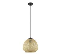 Lampadario A Sospensione Vintage Dembleby Acciaio Nero Legno 1 Luce E27