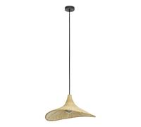Lampadario A Sospensione Vintage Haxey Acciaio Nero Legno 1 Luce E27