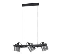 EGLO Lampada a sospensione Hornwood 2, lunghezza 78 cm, nero, a 3 luci. EGLO
