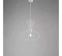 Lampadario a sospensione vintage industrial chabby chic bianco e argento 1 luce bon-291