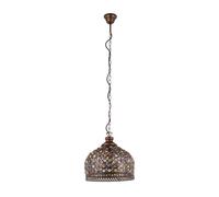 Lampadario A Sospensione Vintage Jadida Acciaio Rame Anticato Vetro 1 Luce E27