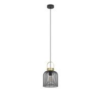 Lampadario A Sospensione Vintage Roundham Piccolo Acciaio Nero Ottone 1 Luce E27