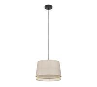 Lampadario A Sospensione Vintage Tabley Acciaio Nero Legno 1 Luce E27