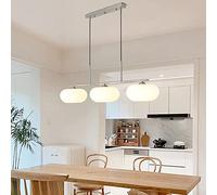 Lampadario a strisce di metallo E27 Lampada a sospensione in vetro a 3 luci Semplicità Tavolo da pranzo Lampada a sospensione Lampada a sospensione a soffitto regolabile con isola cucina moderna