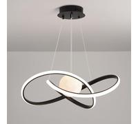 Lampadario ad anello rotondo Mid Century Modern LED Pendant Lights con 3D Moon Planet Large Light Milk White Lampada a sospensione da soffitto, Lampadario