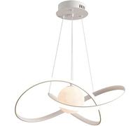 Lampadario ad anello rotondo Mid Century Modern LED Pendant Lights con 3D Moon Planet Large Light Milk White Lampada a sospensione da soffitto, Lampadario