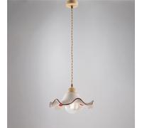 Lampadario Anemone in Ferro Laccato Avorio e Decorazione Decape', Diffusore in Ceramica Ø30 cm, 1 x E27 - 55 Watt Max, Dimensioni 30x30x h 16cm - Max 91 cm avorio