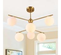 Lampadario antico a 6 luci in ottone