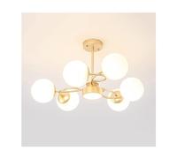Lampadario , Apparecchio di illuminazione Mid Century - Plafoniera a semi-incasso in oro a 6 luci, lampadario Sputnik a sfera bianca, plafoniera globo in vetro lattimo opale Compatible with camera da