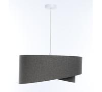 Lampadario Appeso Soggiorno Grigio E27 Rotondo D: 50 Cm Tessuto Moderno Boho
