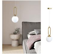 Lampadario applique a sospensione oro con sfera in vetro attacco G9 da comodino