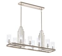 Lampadario Art Déco 113,7 Cm Lunghezza E14 Regolabile Metallo Vetro