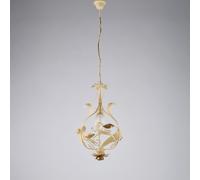 Lampadario Arte Povera Cesto Avorio E Oro 1 Luce E14
