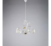 Lampadario Arte Povera Cesto Metallo Bianco E Oro 3 Luci E14