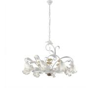 Lampadario Arte Povera Cesto Metallo Bianco E Oro 8 Luci E14