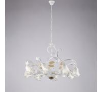 Lampadario Arte Povera Cesto Metallo Bianco E Oro 8 Luci E14 [EEK: A++]