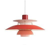 Lampadario Artistico di Design Moderno E27, lampadario Semplice in Alluminio Amaretto, Luce per caffè, Luce per Ristorante, Luce per Finestra, Luce per Bar.-Bianco e Rosa 40 cm