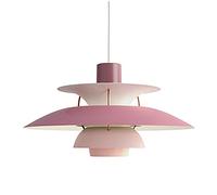 Lampadario Artistico di Design Moderno E27, lampadario Semplice in Alluminio Amaretto, Luce per caffè, Luce per Ristorante, Luce per Finestra, Luce per Bar.-Bianco e Rosa 40 cm