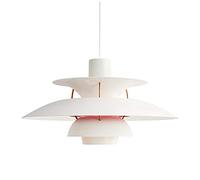 Lampadario Artistico di Design Moderno E27, lampadario Semplice in Alluminio Amaretto, Luce per caffè, Luce per Ristorante, Luce per Finestra, Luce per Bar.-Bianco e Rosa 40 cm