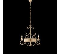 Lampadario Baltimora in ferro laccato avorio decape, 3 luci, Avorio Oro, 53x54xH113 cm, illuminazione 3xE14 - 42 Watt Max