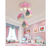 Lampadario Bambini,Plafoniere E27 42W LED Dimmerabili Per Bambini,Con Luce Decorativa Telecomando,Plafoniera Per Camerette,Per Lampadari Domestici Illuminazione Interna Ristorante Studio.,Pink