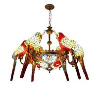 Lampadario barocco in vetro, Lampadario a sospensione in vetro colorato a forma di pappagallo, 9 luci multicolore(Flower)