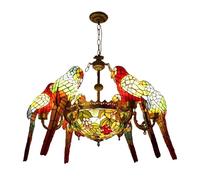 Lampadario barocco in vetro, Lampadario a sospensione in vetro colorato a forma di pappagallo, 9 luci multicolore(Grape B)