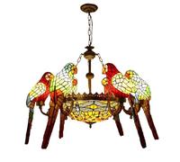 Lampadario barocco in vetro, Lampadario a sospensione in vetro colorato a forma di pappagallo, 9 luci multicolore(Dragonfly)