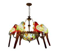 Lampadario barocco in vetro, Lampadario a sospensione in vetro colorato a forma di pappagallo, 9 luci multicolore(Grape a)