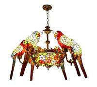 Lampadario barocco in vetro, Lampadario a sospensione in vetro colorato a forma di pappagallo, 9 luci multicolore(Grape C)