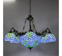 Lampadario barocco in vetro, Lampadario barocco in vetro colorato a forma di libellula multicolore da 35 pollici e 7 luci(Wisteria)
